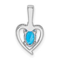 Sterling Silver Rhodium-plated Light Swiss Blue Topaz & Diam. Pendant view 3