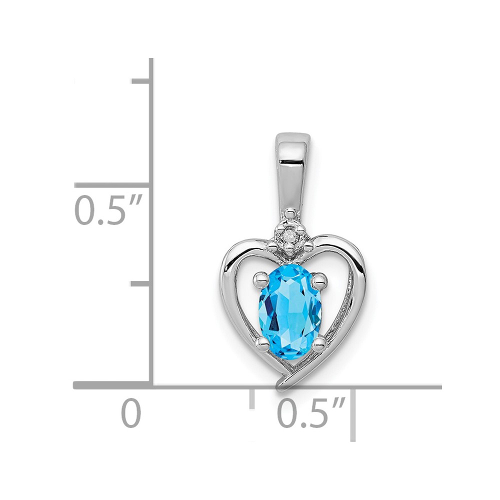 Sterling Silver Rhodium-plated Light Swiss Blue Topaz & Diam. Pendant (QBPD19DEC)