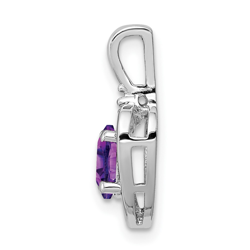 Sterling Silver Rhodium-plated Amethyst & Diam. Pendant (QBPD19FEB)
