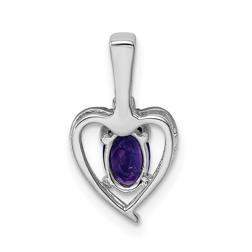 Sterling Silver Rhodium-plated Amethyst & Diam. Pendant (QBPD19FEB)