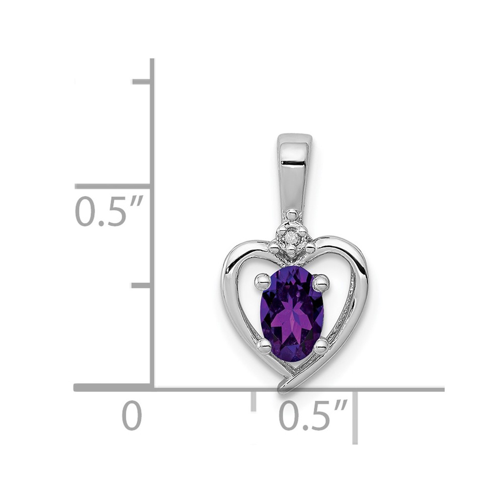 Sterling Silver Rhodium-plated Amethyst & Diam. Pendant (QBPD19FEB)