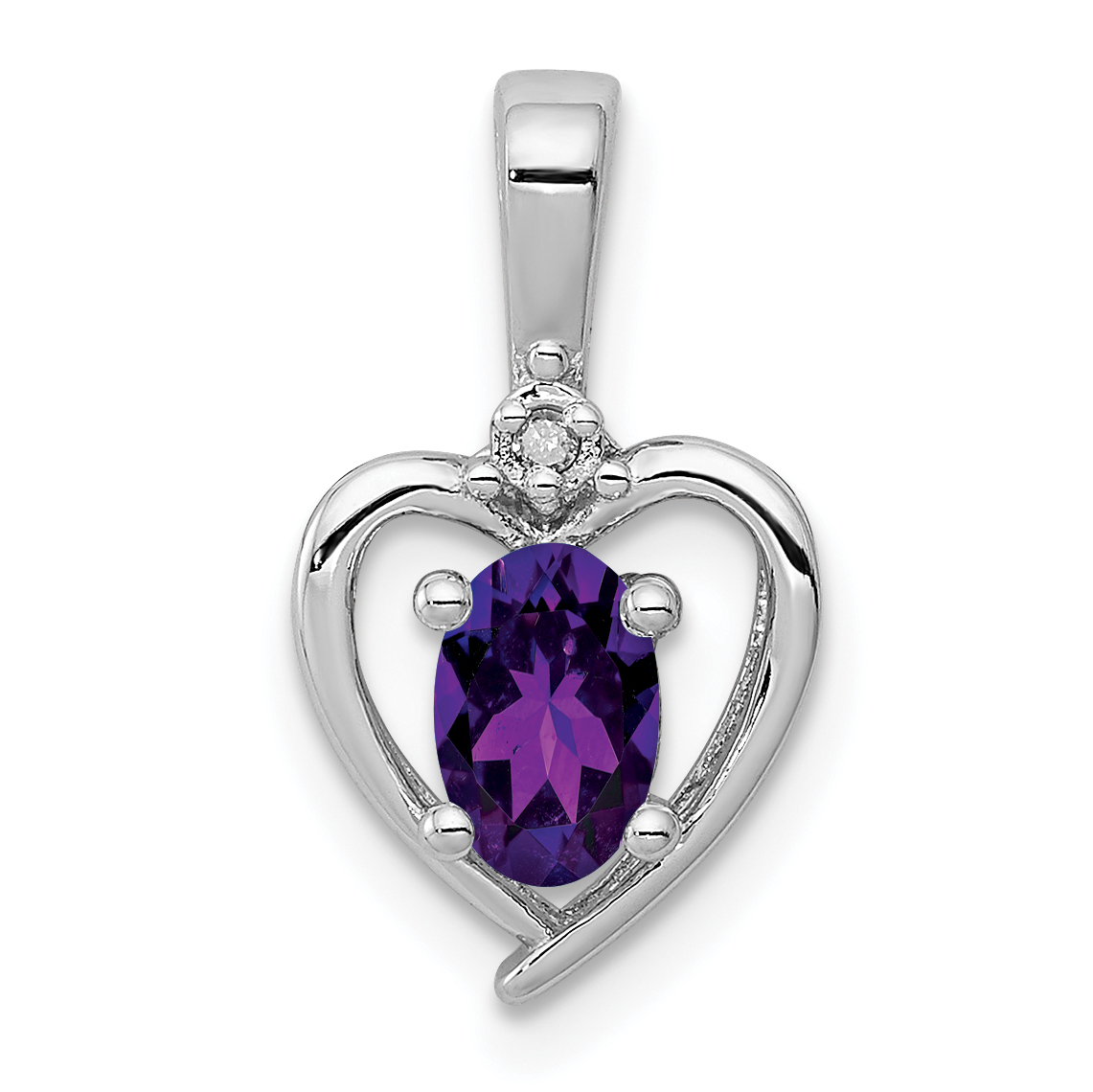 Sterling Silver Rhodium-plated Amethyst & Diam. Pendant (QBPD19FEB)