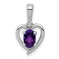 Sterling Silver Rhodium-plated Amethyst & Diam. Pendant view 1