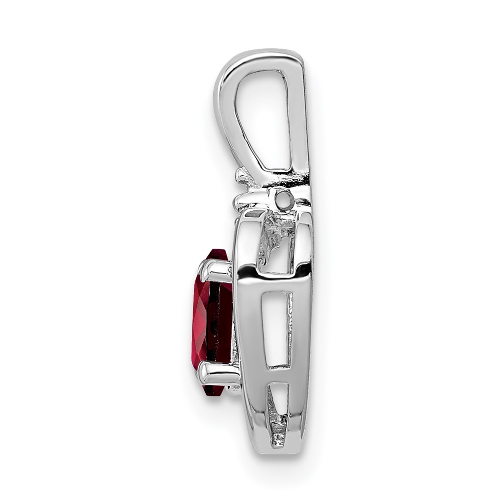 Sterling Silver Rhodium-plated Garnet & Diam. Pendant (QBPD19JAN)