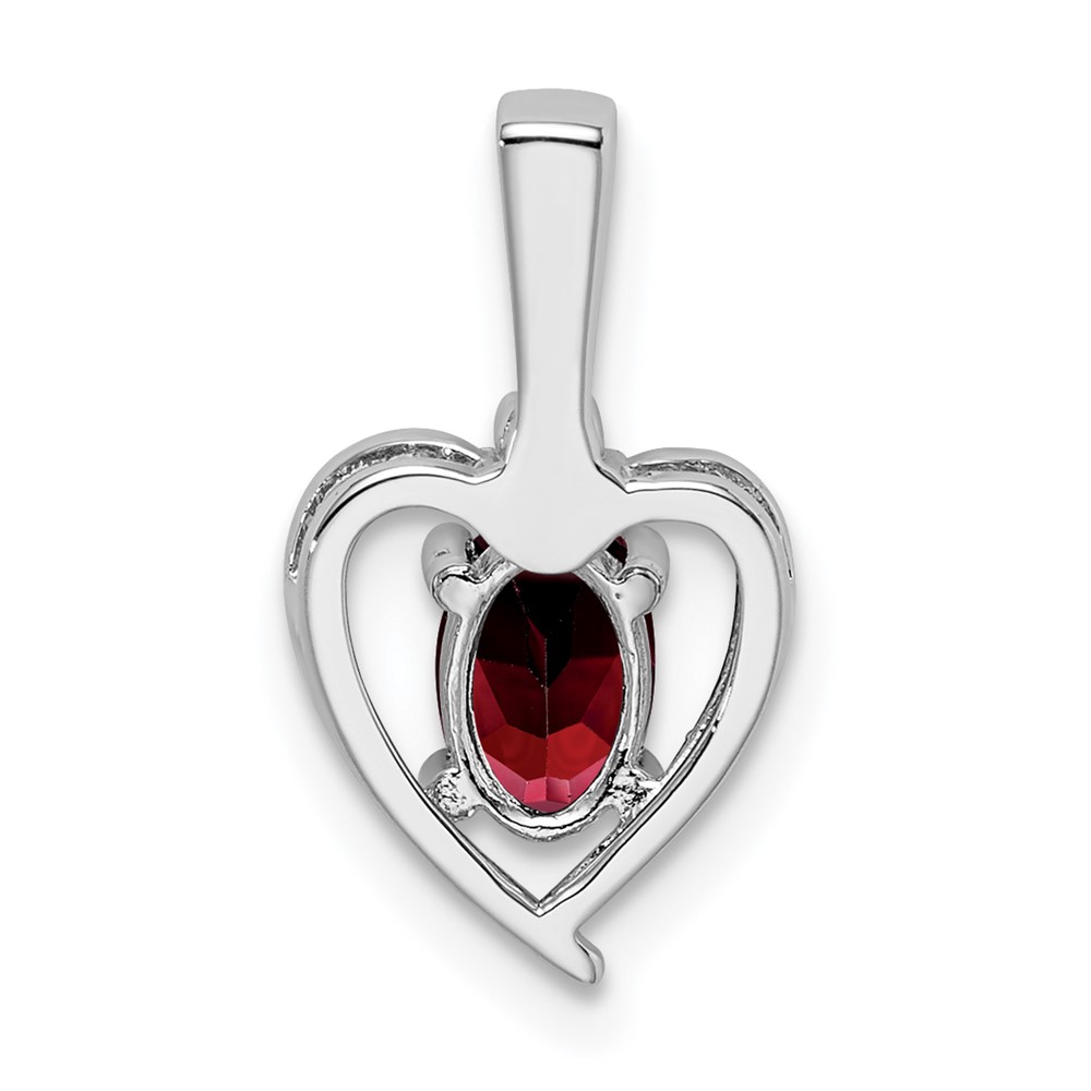 Sterling Silver Rhodium-plated Garnet & Diam. Pendant (QBPD19JAN)