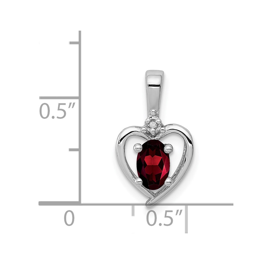 Sterling Silver Rhodium-plated Garnet & Diam. Pendant (QBPD19JAN)