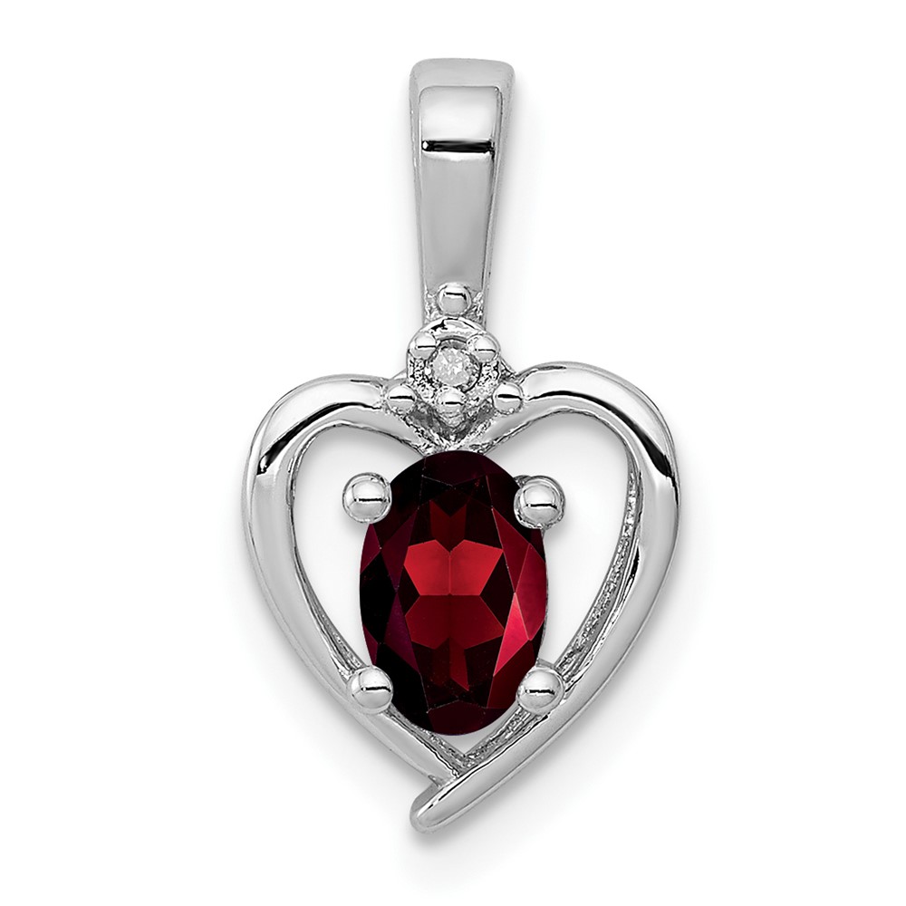 Sterling Silver Rhodium-plated Garnet & Diam. Pendant (QBPD19JAN)