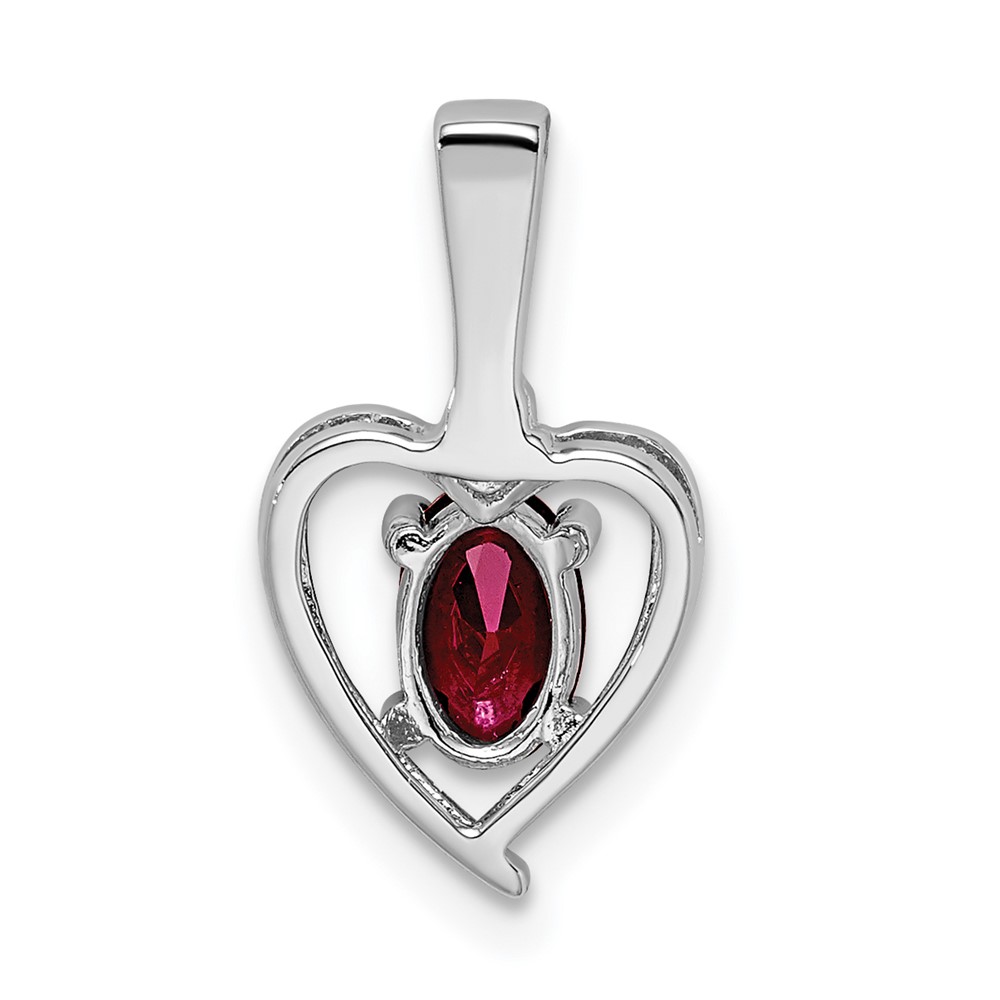 Sterling Silver Rhodium-plated Created Ruby & Diam. Pendant (QBPD19JUL)