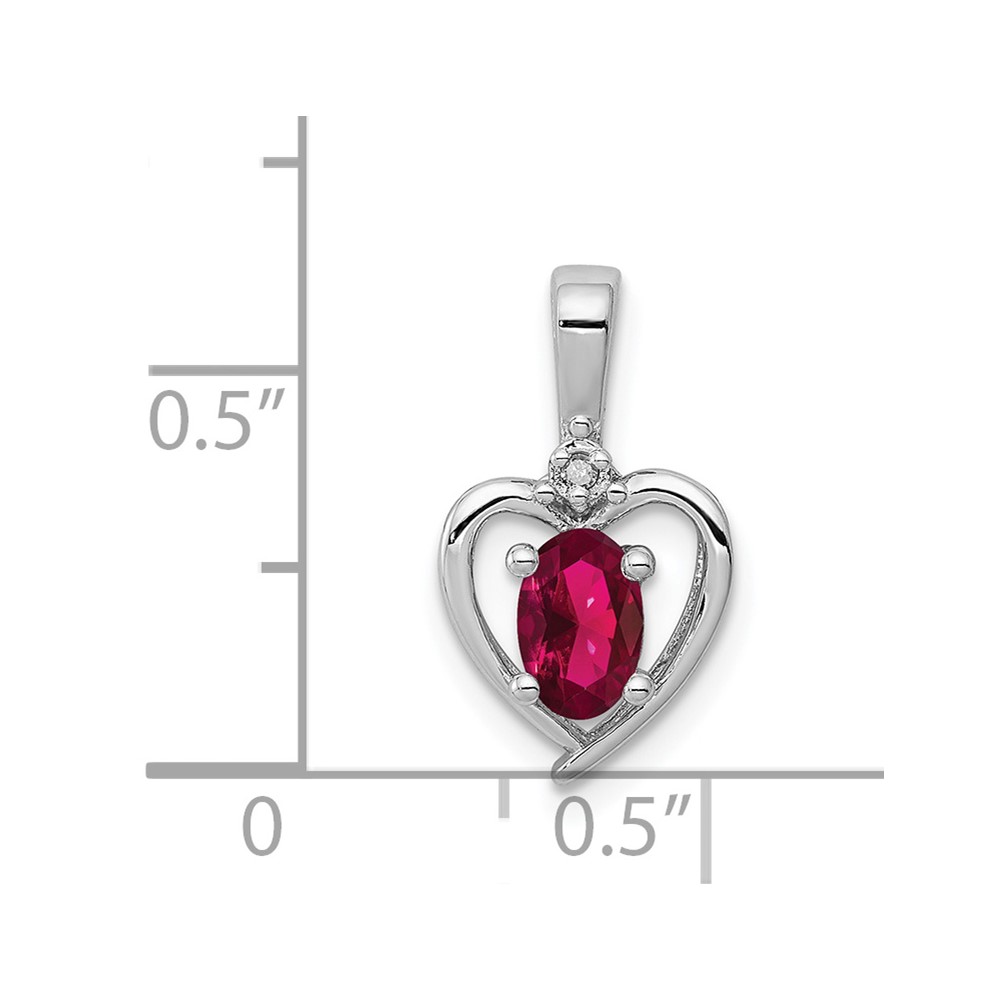 Sterling Silver Rhodium-plated Created Ruby & Diam. Pendant (QBPD19JUL)