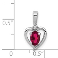 Sterling Silver Rhodium-plated Created Ruby & Diam. Pendant view 3