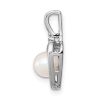 Sterling Silver Rhodium-plated FW Cultured Pearl & Diam. Pendant view 2