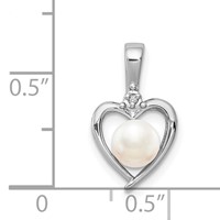 Sterling Silver Rhodium-plated FW Cultured Pearl & Diam. Pendant view 3