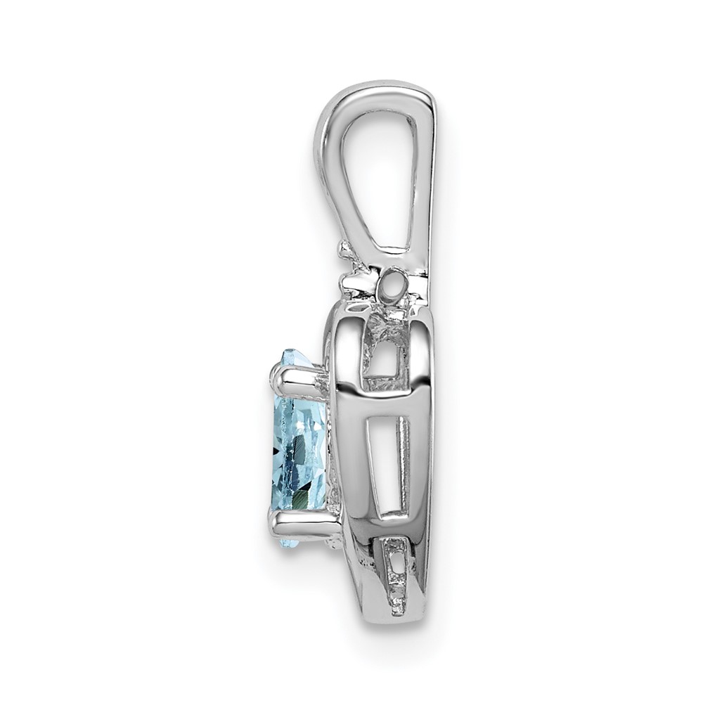 Sterling Silver Rhodium-plated Aquamarine & Diam. Pendant (QBPD19MAR)