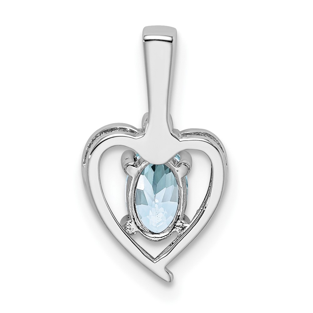 Sterling Silver Rhodium-plated Aquamarine & Diam. Pendant (QBPD19MAR)