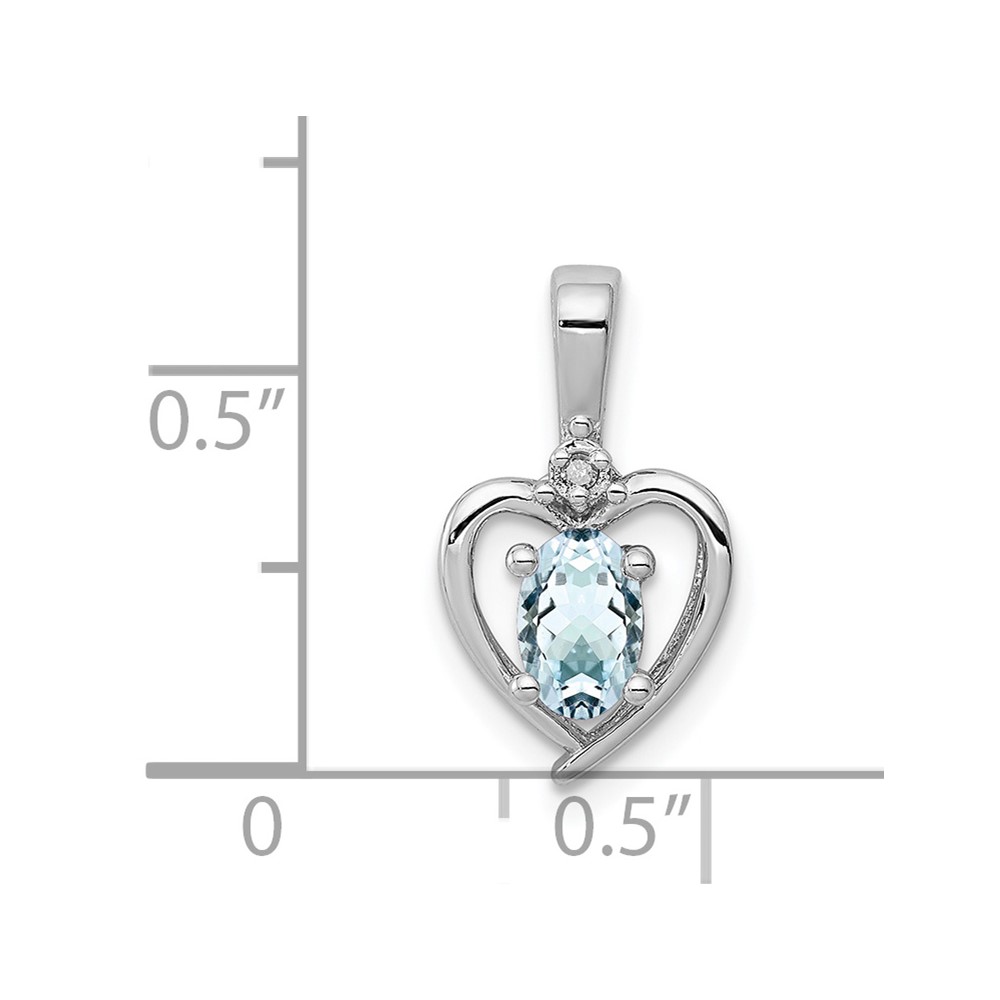 Sterling Silver Rhodium-plated Aquamarine & Diam. Pendant (QBPD19MAR)