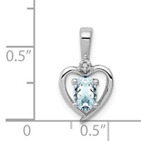 Sterling Silver Rhodium-plated Aquamarine & Diam. Pendant view 4