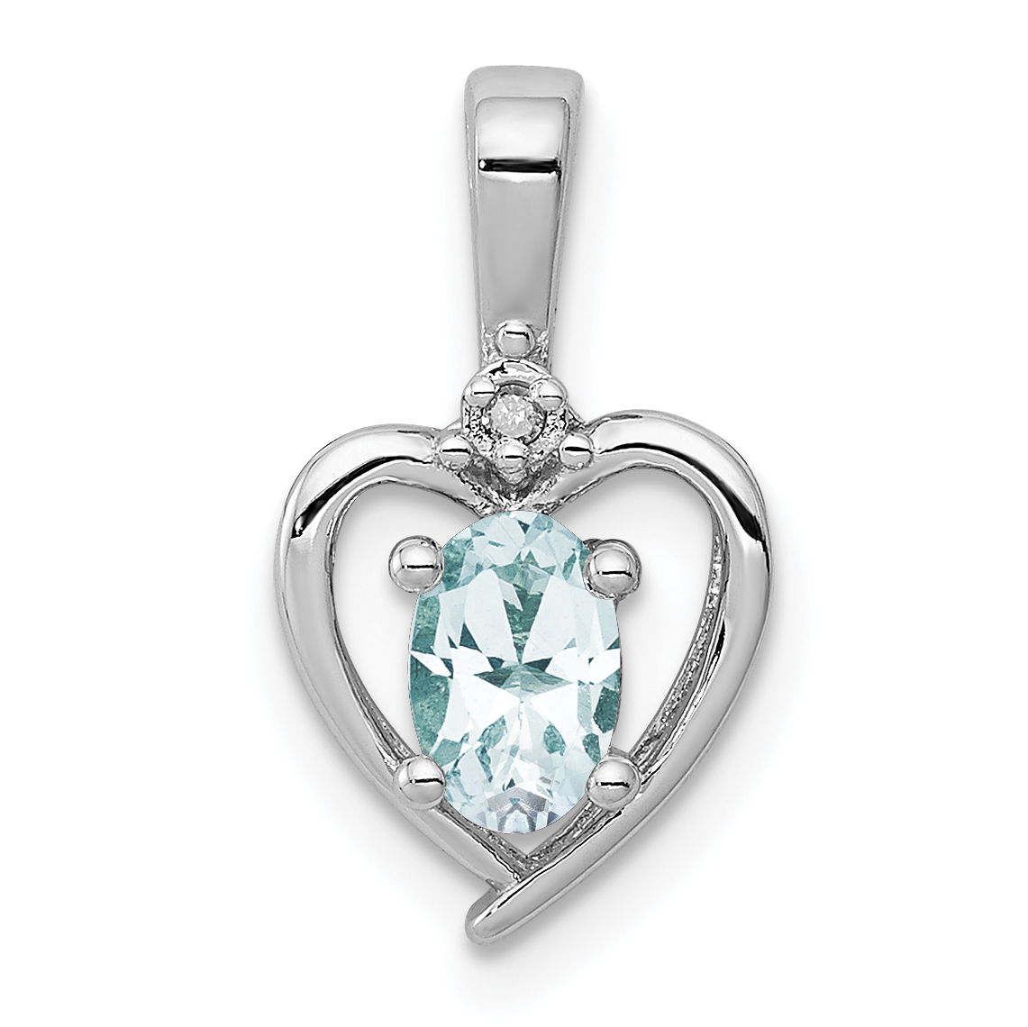 Sterling Silver Rhodium-plated Aquamarine & Diam. Pendant (QBPD19MAR)