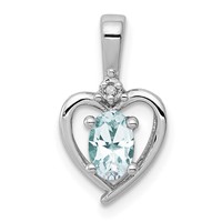 Sterling Silver Rhodium-plated Aquamarine & Diam. Pendant view 1