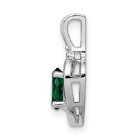 Sterling Silver Rhodium-plated Created Emerald & Diam. Pendant view 2