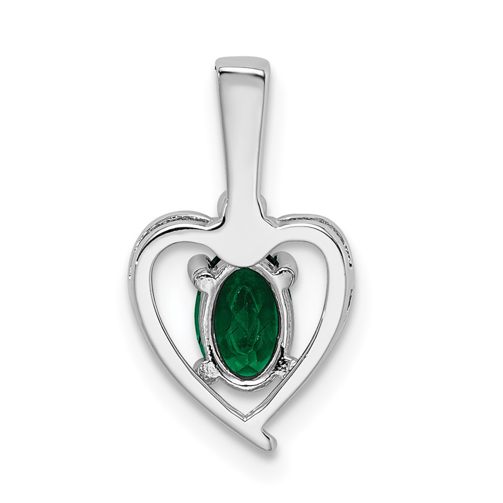 Sterling Silver Rhodium-plated Created Emerald & Diam. Pendant (QBPD19MAY)