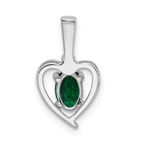 Sterling Silver Rhodium-plated Created Emerald & Diam. Pendant view 4