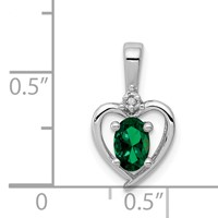 Sterling Silver Rhodium-plated Created Emerald & Diam. Pendant view 3