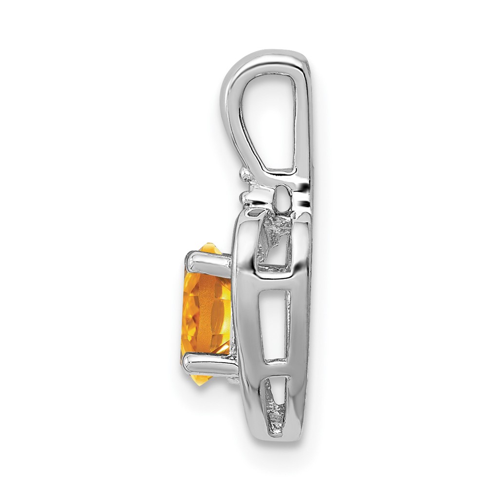 Sterling Silver Rhodium-plated Citrine & Diam. Pendant (QBPD19NOV)