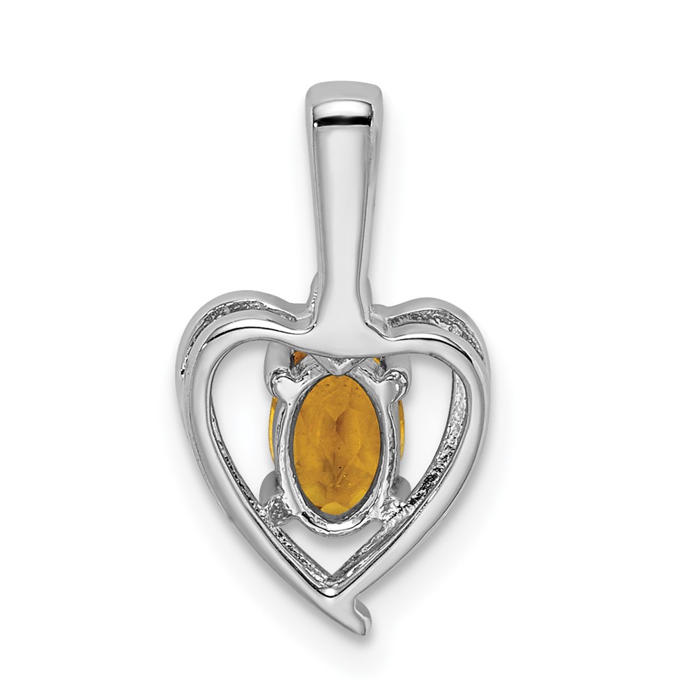Sterling Silver Rhodium-plated Citrine & Diam. Pendant (QBPD19NOV)