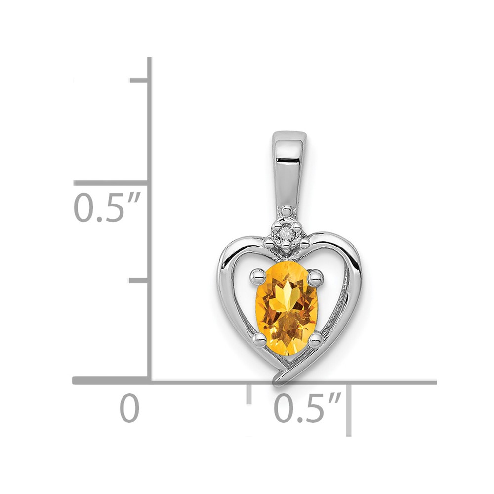 Sterling Silver Rhodium-plated Citrine & Diam. Pendant (QBPD19NOV)
