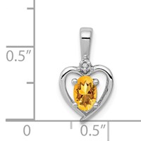 Sterling Silver Rhodium-plated Citrine & Diam. Pendant view 3