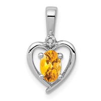 Sterling Silver Rhodium-plated Citrine & Diam. Pendant view 1