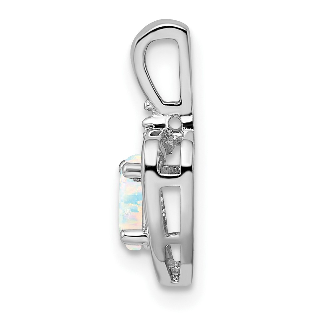 Sterling Silver Rhodium-plated Created Opal & Diam. Pendant (QBPD19OCT)