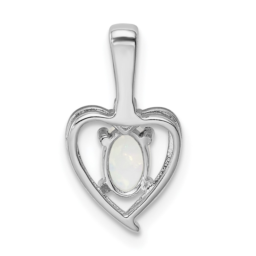 Sterling Silver Rhodium-plated Created Opal & Diam. Pendant (QBPD19OCT)