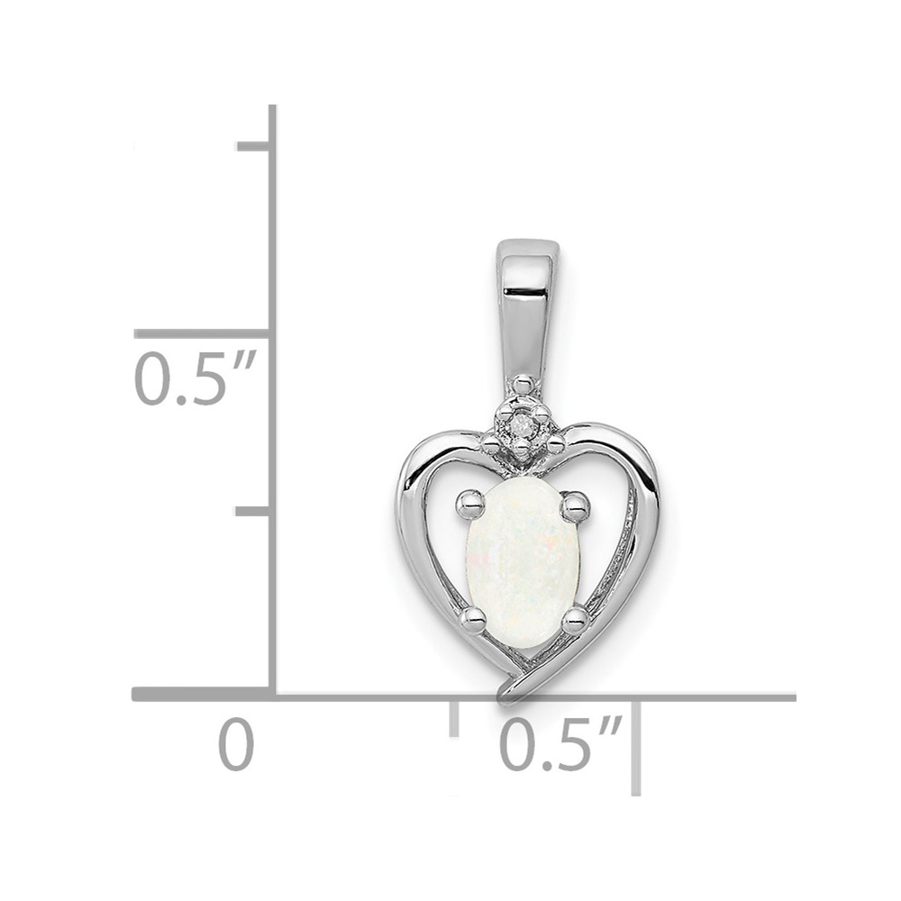 Sterling Silver Rhodium-plated Created Opal & Diam. Pendant (QBPD19OCT)