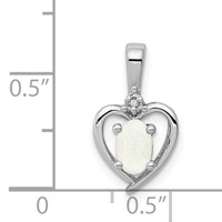 Sterling Silver Rhodium-plated Created Opal & Diam. Pendant view 3