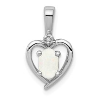 Sterling Silver Rhodium-plated Created Opal & Diam. Pendant view 1