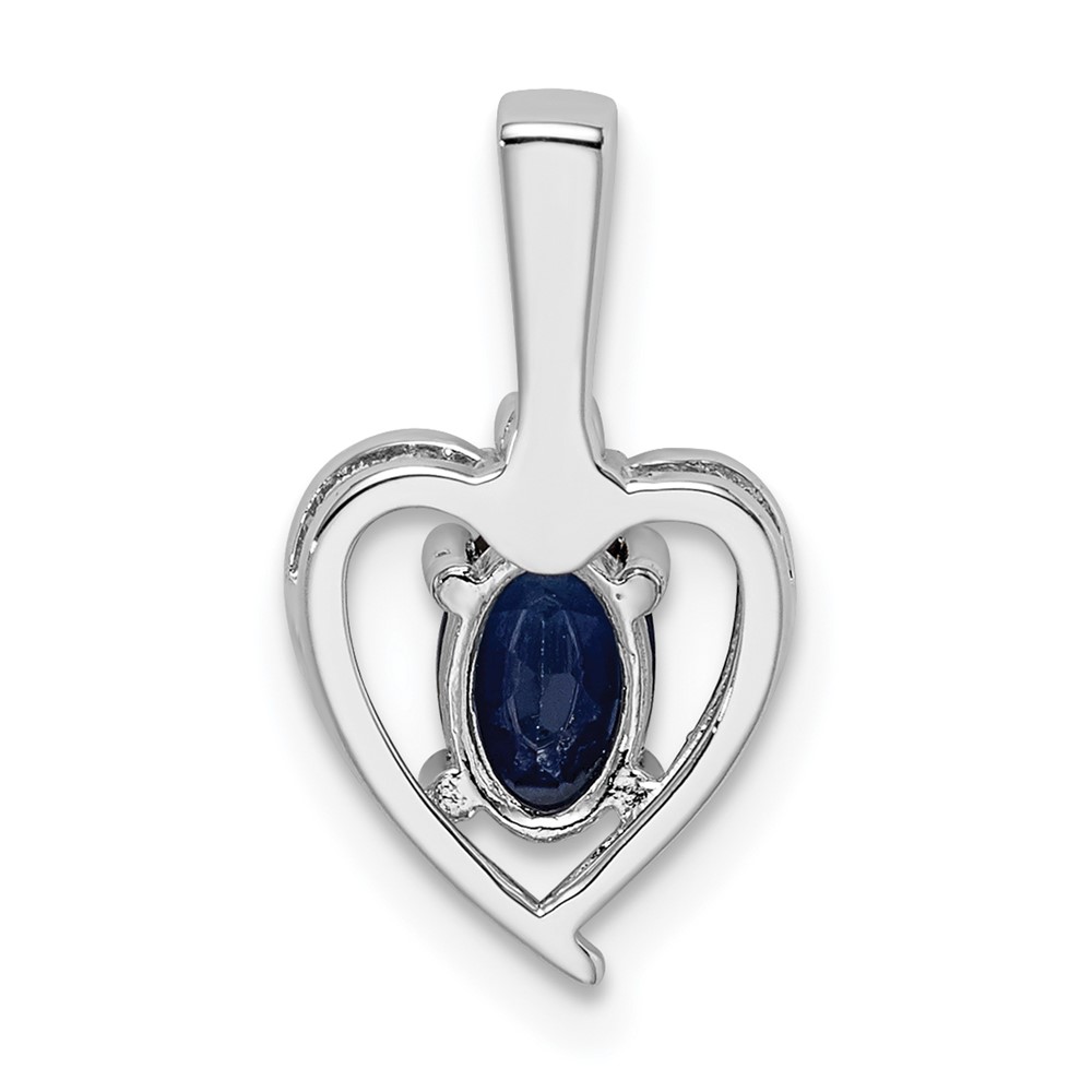 Sterling Silver Rhodium-plated Created Sapphire & Diam. Pendant (QBPD19SEP)