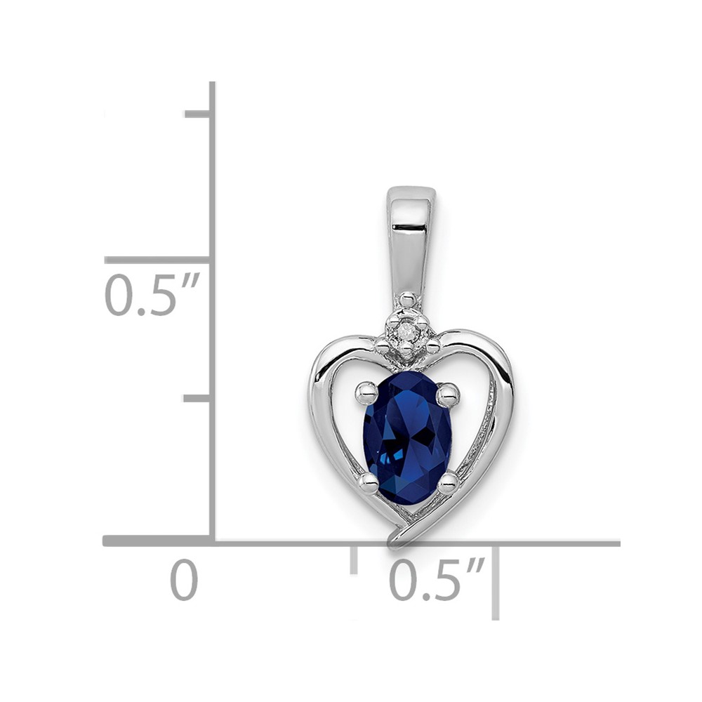 Sterling Silver Rhodium-plated Created Sapphire & Diam. Pendant (QBPD19SEP)