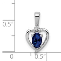 Sterling Silver Rhodium-plated Created Sapphire & Diam. Pendant view 3
