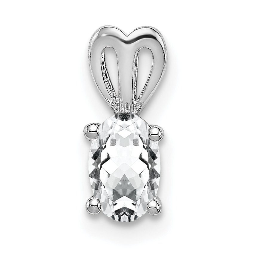 Sterling Silver Rhodium-plated White Topaz Pendant (QBPD20APR)