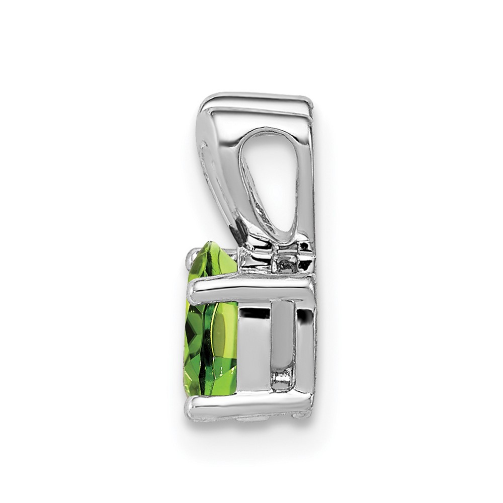 Sterling Silver Rhodium-plated Peridot Pendant (QBPD20AUG)