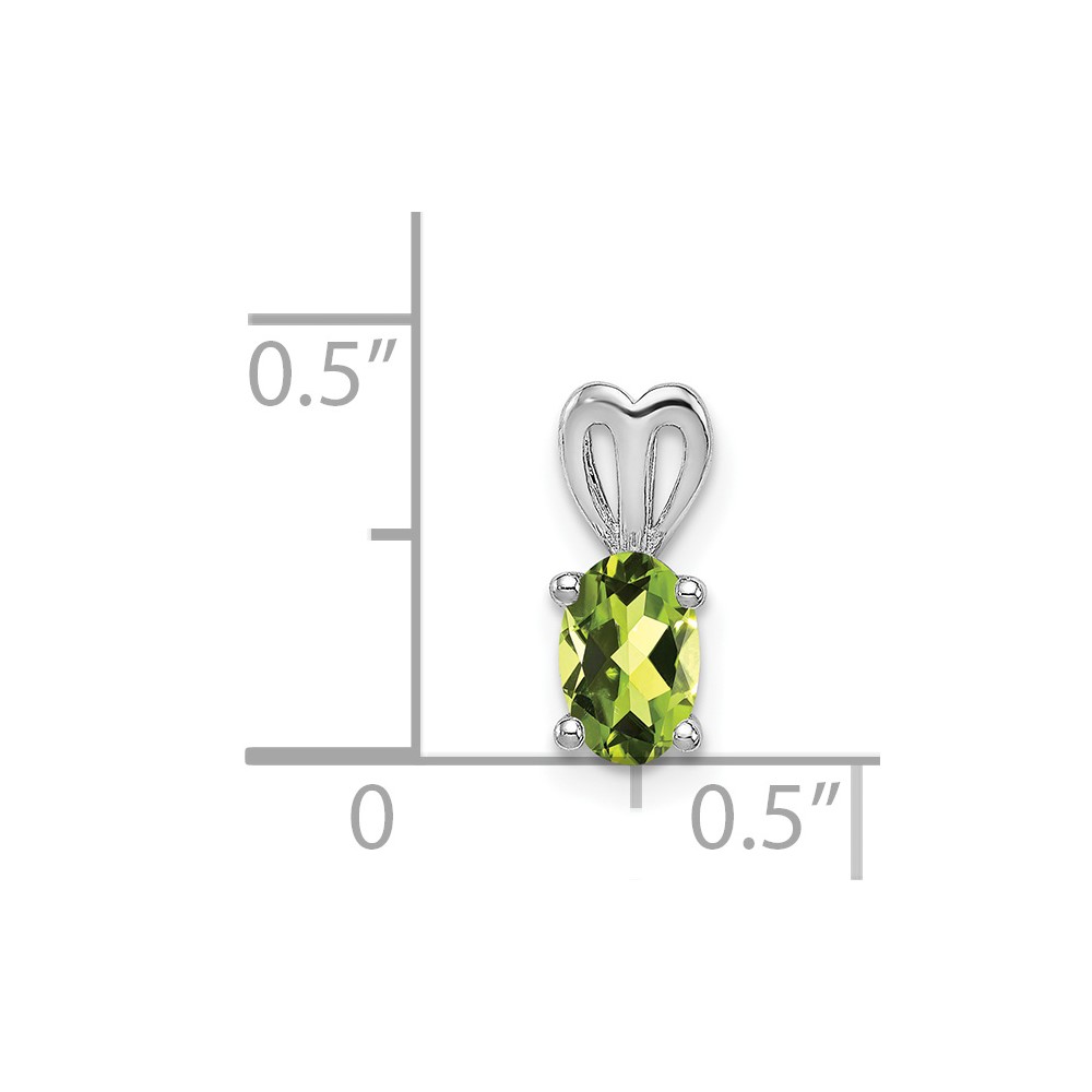 Sterling Silver Rhodium-plated Peridot Pendant (QBPD20AUG)
