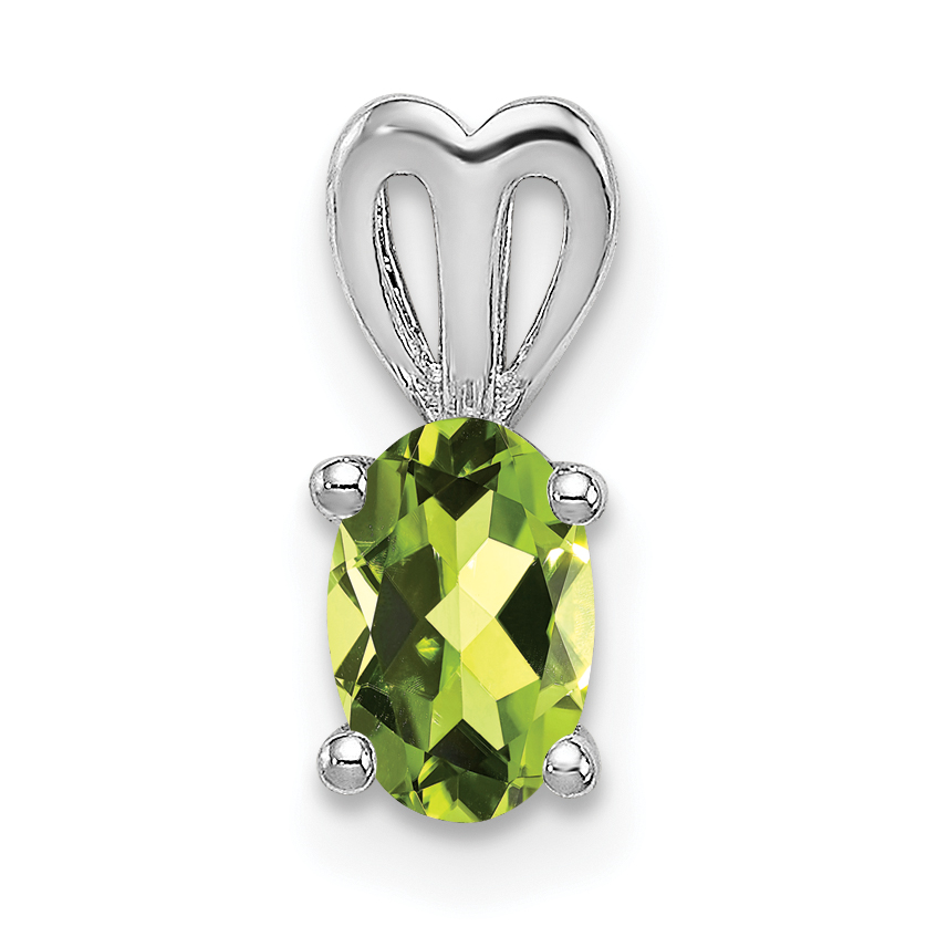 Sterling Silver Rhodium-plated Peridot Pendant (QBPD20AUG)