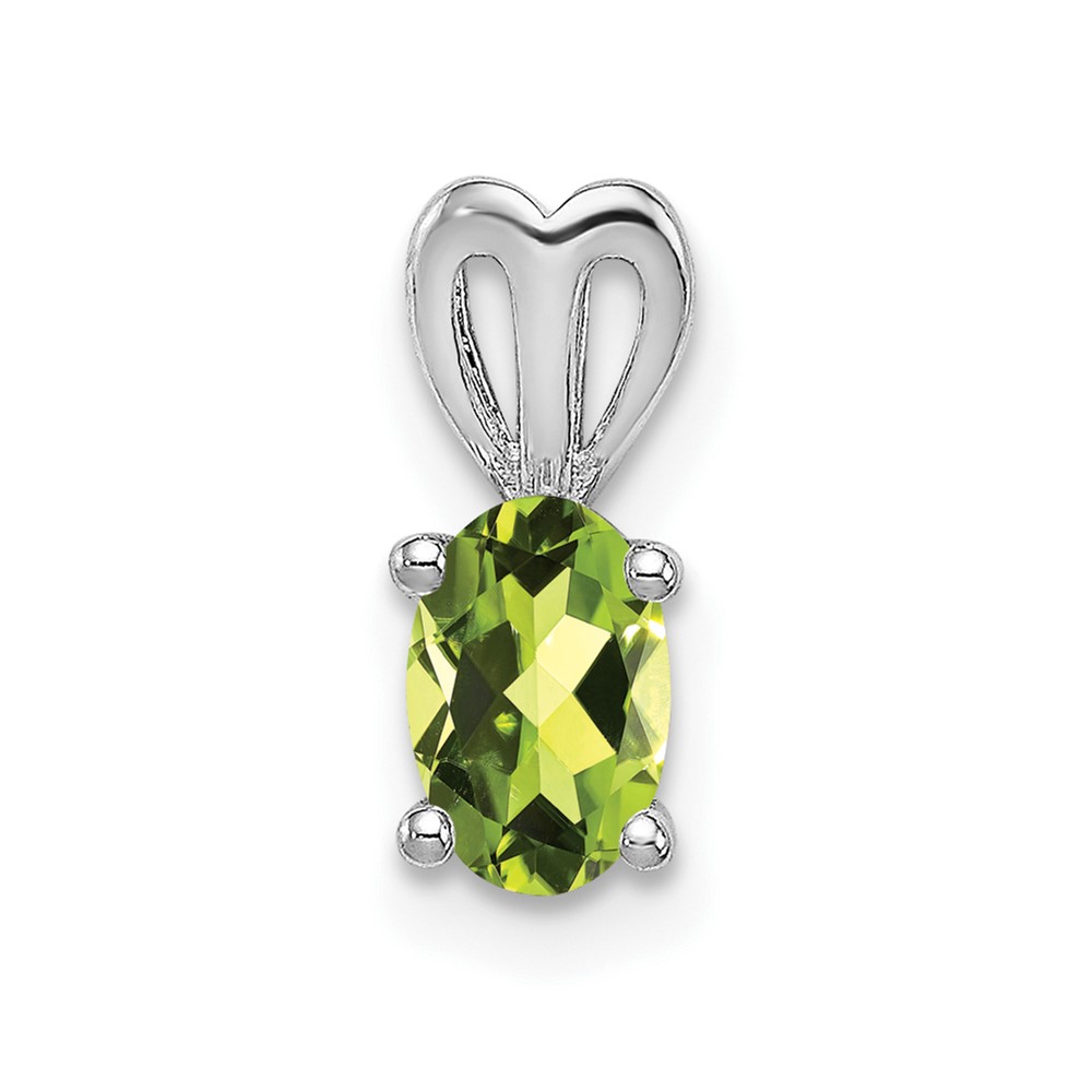 Sterling Silver Rhodium-plated Peridot Pendant (QBPD20AUG)
