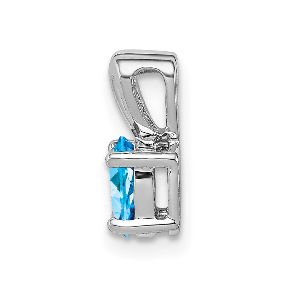 Sterling Silver Rhodium-plated Light Swiss Blue Topaz Pendant (QBPD20DEC)