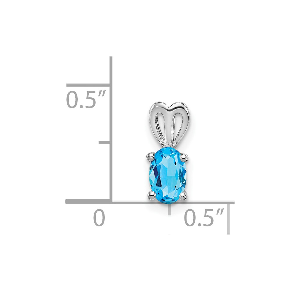 Sterling Silver Rhodium-plated Light Swiss Blue Topaz Pendant (QBPD20DEC)
