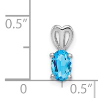 Sterling Silver Rhodium-plated Light Swiss Blue Topaz Pendant view 3