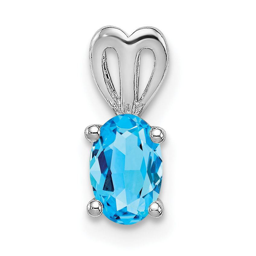 Sterling Silver Rhodium-plated Light Swiss Blue Topaz Pendant (QBPD20DEC)