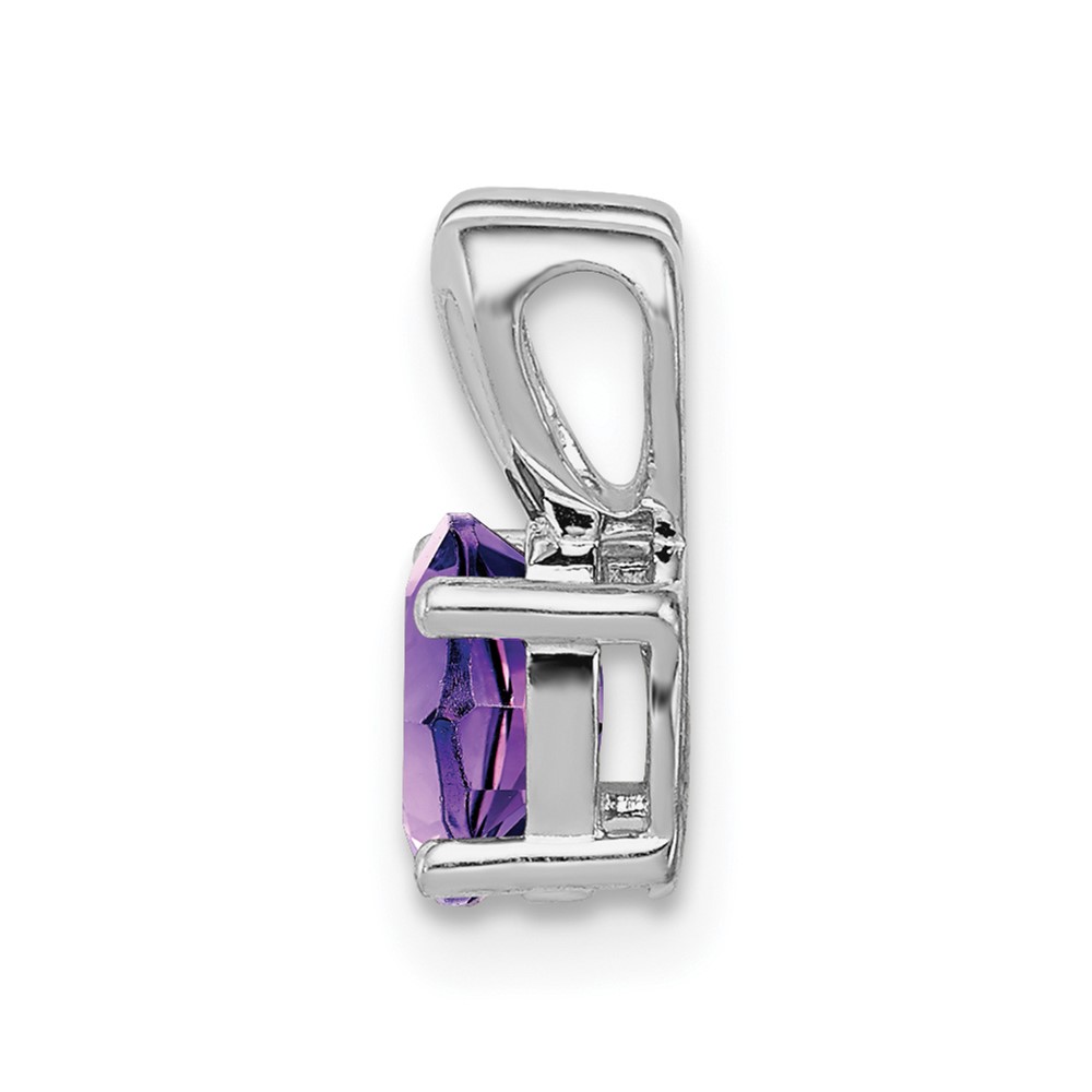 Sterling Silver Rhodium-plated Amethyst Pendant (QBPD20FEB)