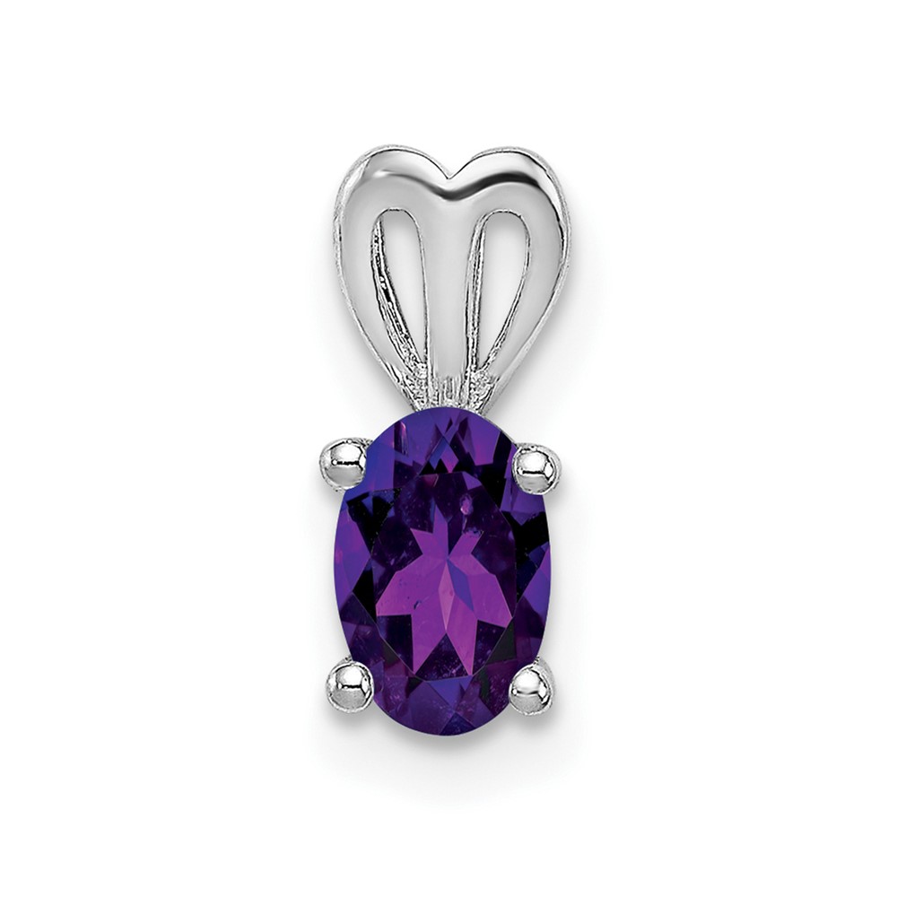 Sterling Silver Rhodium-plated Amethyst Pendant (QBPD20FEB)